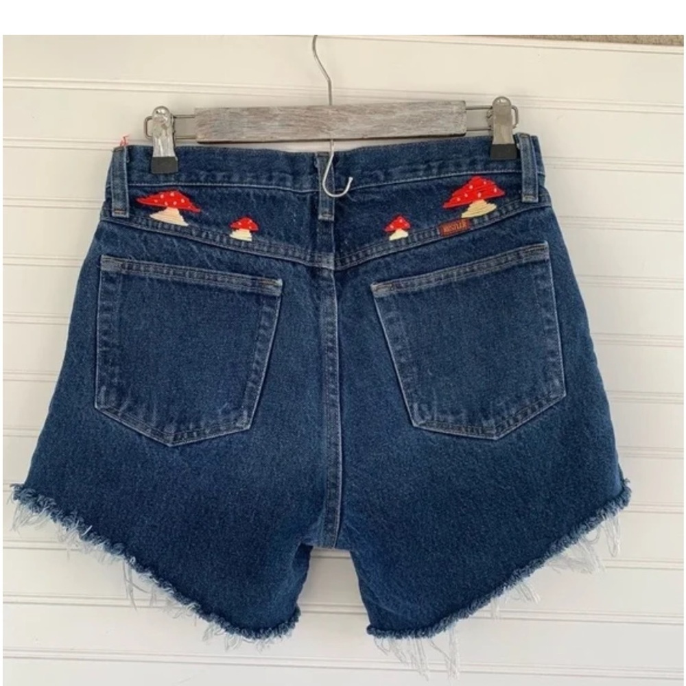 Custom Denim Mushroom Embroidered Women's Shorts Rustler